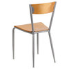 Dyersburg Metal Chair Silver, Natural Wood Back & Seat