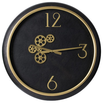 Black Gear Clock D24.5"
