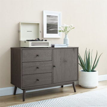 Crosley Furniture Lucas Engineered Wood 3-Drawers Media Console Table in Gray