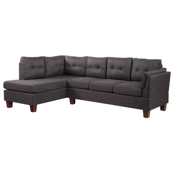 Dalia Dark Gray Linen Fabric Modern Sectional Sofa with Left Facing Chaise