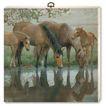 "Sweet Spring Horses" Cutting Board, 12"x12"