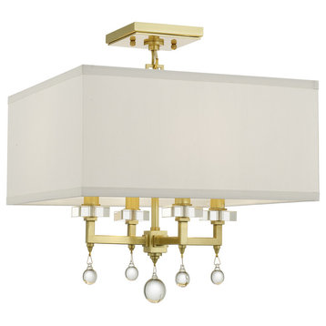 Paxton 4-Light Ceiling Mount, Antique Gold