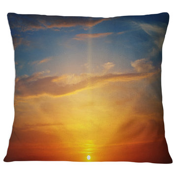Sunlight in Sky above Horizon Oversized Beach Throw Pillow, 18"x18"