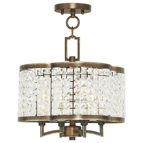 Grammercy 4 Light Hand Painted Palacial Bronze Mini Chandelier (50574-64)