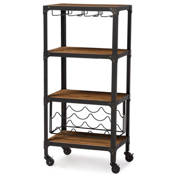 Bowery Hill Mobile Wine Rack in Antique Black and Brown