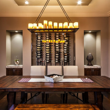 Dining room with built-in wine display