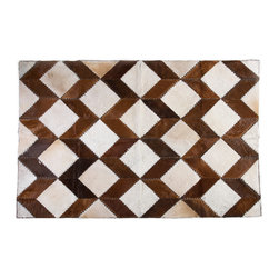 LEATHER Luxury Cowhide Natural  Rug / European Import / 5'5" x 7'11" - Area Rugs