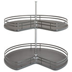 Rev-A-Shelf - Solid Surface 2-Shelf Kidney Lazy Susan for Corner Base Cabinet, Orion Gray - Maximize your corner cabinet space with Rev-A-Shelf's 53472 Series Kidney Shaped Lazy Susans. Available in double sets, these Lazy Susans feature solid bottom shelves in beautiful maple or gray or contemporary Orion gray finishes and include chrome-plated telescoping shafts with independently rotating hardware. All making the corner cabinet functional again.