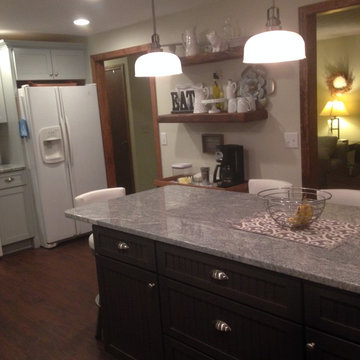 Modern Green Tea Kitchen Remodel with Pebble Kitchen Island