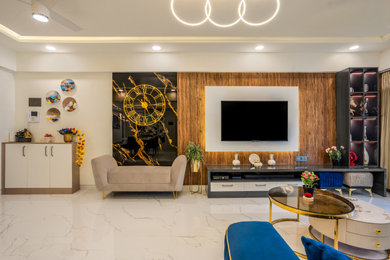 Amit  & Apurva's 3BHK Apartment | Living Room | Bonito Designs | Mumbai