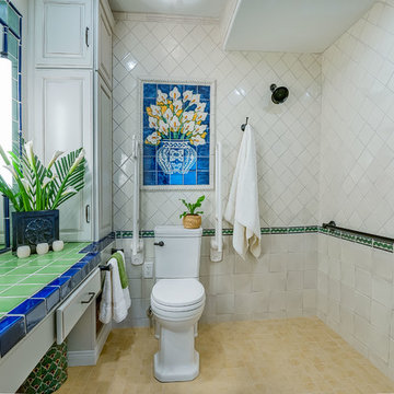 Accessible Bathroom with Pop of Color