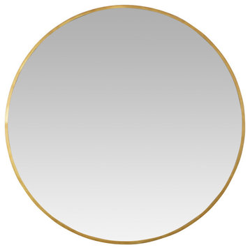 Bali Modern Round Wall Mirror, Gold, 40"