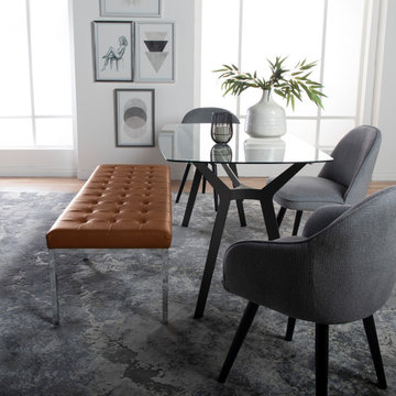 Lintel 60″ Tufted Bonded Leather Bench In Caramel Brown / Chrome 72040