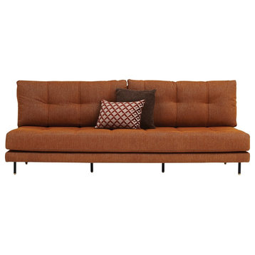 Enza Home Arte 2-Seater Polyester Fabric Sofa Module in Orange