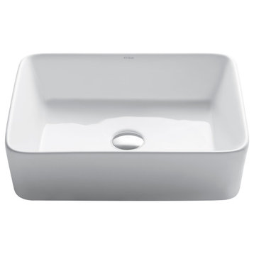 Kraus KCV-121-SO 18-3/4" Ceramic Vessel Bathroom Sink Only - White Ceramic