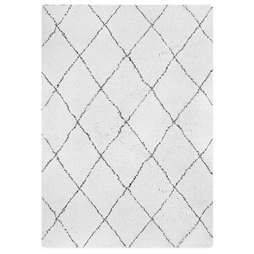 Modern White Soft Rectangle Area Carpet, 4'7"x6'7", 1