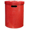 Leather Vinyl Cover Red Round Bucket Container Box Large Hcs5601A