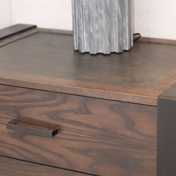 PORTER STEEL WRAPPED BEDSIDE TABLE