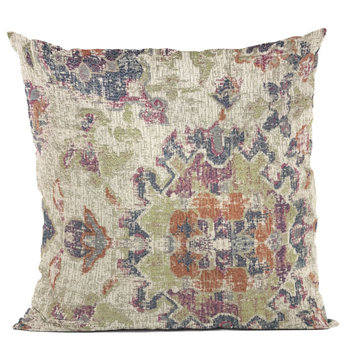 Plutus Multi-Color Mayan Damask Luxury Throw Pillow, 24"x24"