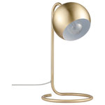 Globe Electric - Novogratz x Globe Richmond 15" Matte Brass Desk Lamp With White Inner Shade - The matte brass finish of the Richmond Desk Lamp highlights its organic curves and orb shade to create a seamless blend of functionality and style. The white interior shade reflects the light outwards creating an ideal light source for your desk, nightstand, or side table. Further adding to the mid-century modern aesthetic, this lamp sits at 15-inches high and can be a statement lighting piece in any room. Decorate with the Novogratz and Globe Electric - lighting made easy.