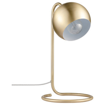 Novogratz x Globe Richmond 15" Matte Brass Desk Lamp With White Inner Shade