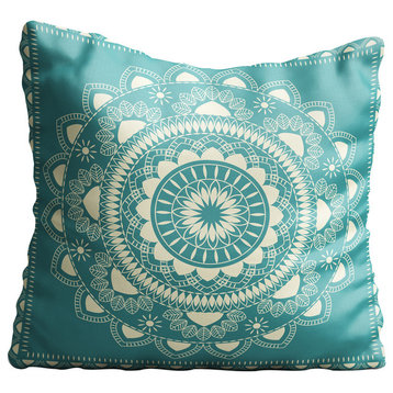 Boho Indian Mandala Turquoise Throw Pillow Case