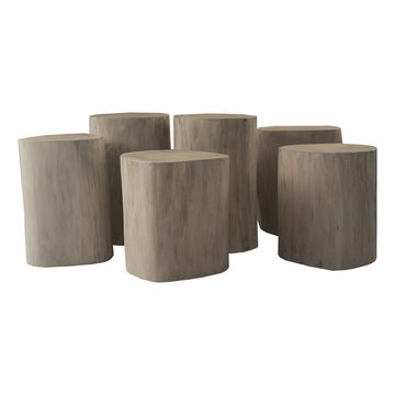 NATURAL TREE STUMP SIDE TABLES - WHITE