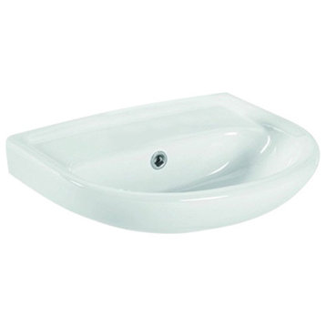 Basic 4010 Bathroom Sink, Ceramic White, 1 Faucet Hole