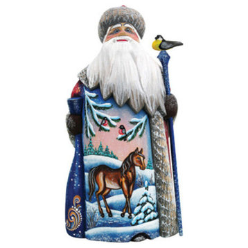 Woodland Pony Santa, Woodcarved Figurine