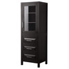Linen Tower, Dark Espresso With Shelved Cabinet Storage and 3 Drawers