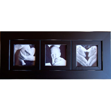 Collage Picture Frame With Three 8x8 Openings Black Triple Frame