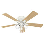 Hunter - Hunter 54205 Crestfield - 52" Ceiling Fan with Light Kit - Subtle farmhouse and vintage details are seen throughout the Crestfield rustic ceiling fan, particularly with the vintage-inspired blade irons and the rustic finishes on the reversible blades. The Crestfield ceiling fan includes snap-on blades for easy installation. Featuring a three-speed motor and energy-efficient LED light bulbs, the Crestfield collection comes in a variety of sizes and finishes to allow you to customize the look of your indoor spaces while maintaining a consistent style throughout your home.   Warranty: Limited Lifetime Motor Warranty is backed by the only company with over 130 years in the fan business Lumens: 600  Color Temeprature: 3,000  Color Rendering Index:   Lifetime Expectation (Hours): 15,000 Hrs  Airflow: 3987  Rod Length(s): 3   Shipping Length (in): 18.6 Shipping Width (in): 22.7  Shipping Height (in): 11.3  Shipping Weight (Lbs): 27.1  Shipping Cubic Feet (L x W x H)/1728: 2.761Crestfield 52" Ceiling Fan Noble Bronze Bleached Grey Pine/Grey Walnut Blade Clear Glass *UL Approved: YES *Energy Star Qualified: n/a  *ADA Certified: n/a  *Number of Lights: Lamp: 3-*Wattage:6.5w E26 LED bulb(s) *Bulb Included:Yes *Bulb Type:E26 LED *Finish Type:Noble Bronze