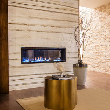 Zebrino White Marble Statement Fireplace
