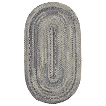 Harborview Braided Oval Rug, Cinder, 1'8"x2'6"