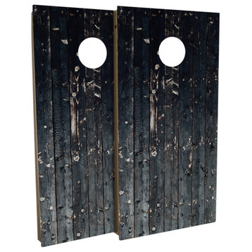 Black Plank Wood Cornhole Board Set, Includes 8 Bags