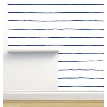 Indigo Beach Stripes Wallpaper by Julia Schumacher, Sample 12"x8"