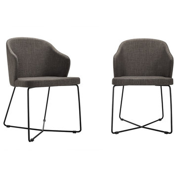 Modrest Gia Modern Gray Fabric Dining Chairs, Set of 2