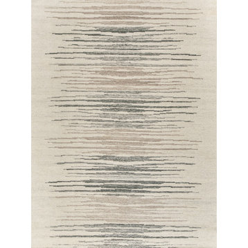 Scandinavian Handmade Hand Loomed Wool Ivory/Blue/Gray Area Rug, 10'x14'