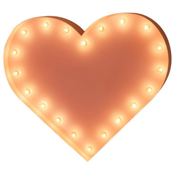 Medium Steel Heart Marquee Light By Iconics, Pink Powder Coat