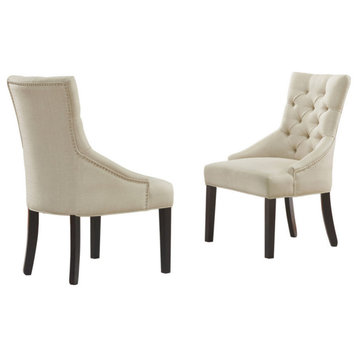 Haeys Tufted Upholstered Dining Chairs, Cream, Set of 2