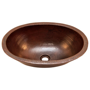 Oval Double Wall Vessel Bathroom Copper Sink