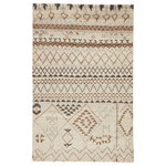 Jaipur - Jaipur Living Zamunda Hand-Knotted Geometric Cream/Brown Area Rug, 9'x12' - Modern Moroccan style defines the chic look of this artistically hand-knotted area rug. This soft and luxurious layer boasts hand-spun wool in neutral shades of cream, tan, and brown, while the geometric design combines an asymmetrical lattice pattern with eclectic triangle accents.