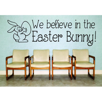 Decal, We Believe In The Easter Bunny! Holiday Rabbit Action, 20x30"