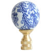 Blue and White Floral Motif Porcelain Ball Finial