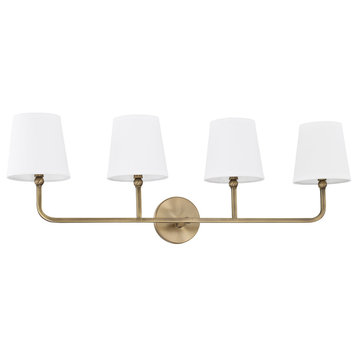 Dawson 4 Light Vanity, Aged Brass