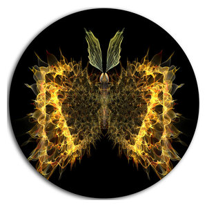 Disc of 23 23 H x 23 W x 1 D 1P Designart Fractal White 3D Waves-Abstract Round Metal Wall Art