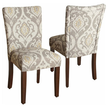 HomePop 38" Traditional Fabric Parsons Dining Chairs in Suri Brown (Set of 2)