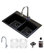 Karran Drop-In Quartz 33" 1-Hole 50/50 Double Bowl Sink, Black With Faucet