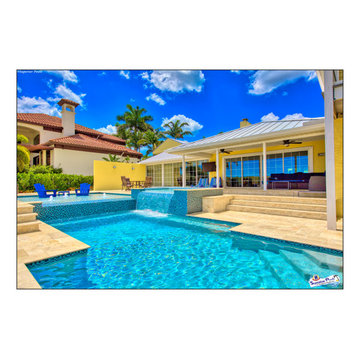 Bennett Nokomis, FL Custom Court Yard Swimming Pool & Spa With Raise Beach Area.