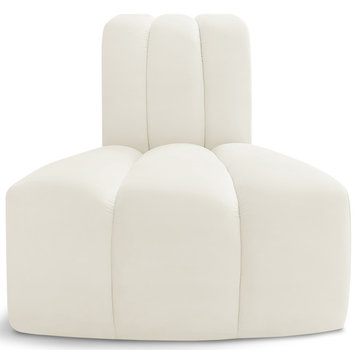 Arc Velvet Upholstered Reverse Corner Chair, Cream